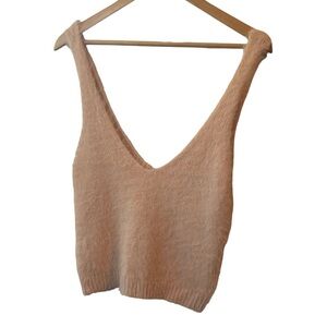 Brave Soul London sleeveless textured peachy pink crop tank top size medium